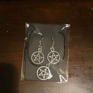 Silver Pentagram Jewelry Set